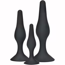 Curvy Companions комплект силиконови анални разширители, черни, 3 части