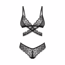 Blomentis дантелен комплект бельо от 2 части, черен, XL/2XL