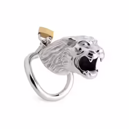 Master Series Tiger King стоманена клетка за целомъдрие с ключалка, сребриста