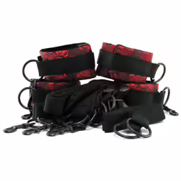 Scandal Bed Restraint Set комплект за връзване към легло, 8 точки, дължина 61 см, червен и черен