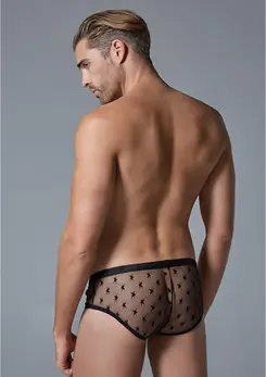 Male Power Star Mesh Brief S/M - Ultra Sheer All-Star Design