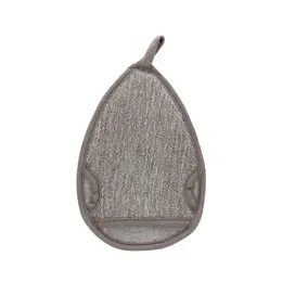 Touche Water Drop Bath Mitt Charcoal Hemp-Flax Exfoliating Glove