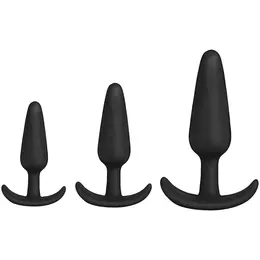 Doc Johnson Tush Trainer 3-Piece Silicone Set Black, Graduated Sizes