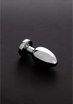 Ouch! Stainless Steel Plug with Glass Gemstone - Small, Silver