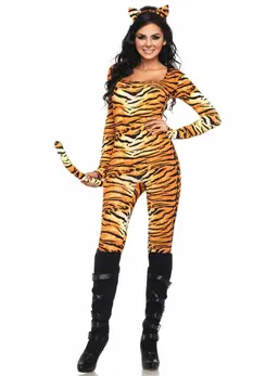 Leg Avenue Wild Tigress Catsuit Set with Tail and Ears, Size Universal