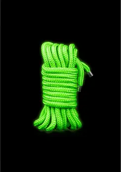 Ouch! Glow in the Dark Bondage Rope 5m - Luminous Green, Soft Touch