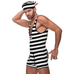 Male Power Hard Time L/XL Prisoner Costume Set with Cap