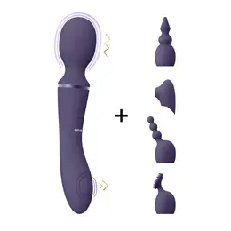 VIVE Nami Pulse Wave Dual Motor Wand Purple Multi-Attachment Set