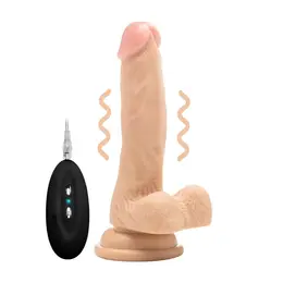 RealRock Vibrating Intimate Machine 18 cm with Scrotum, Natural Tone