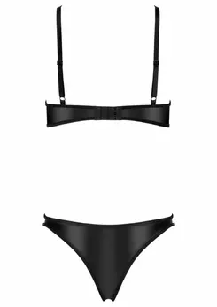 TPO100 2-Piece Lingerie Set Wet-Look & Lace, Adjustable, Black