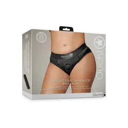 Sinner Gear Vibrating High-Cut Strap-On Brief XL/XXL Black Rechargeable