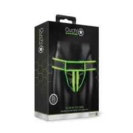 Ouch! Striped Jockstrap S/M - Glow-in-the-Dark, Adjustable Fit