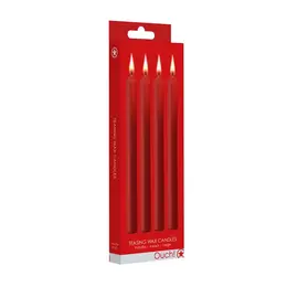 Ouch! Teasing Wax Candles Set 4pcs Large Red - Sensory Play Accessory