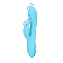 Loveline Ribbed Ultra Soft Silicone Rabbit Vibrator Glacial Blue