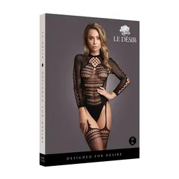 Shots Bodystocking Long Sleeves Short Turtleneck Black OS