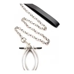XR Brands Pussy Tugger Adjustable Intimate Clamp with PU Handle 848518046796