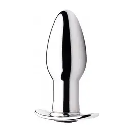 XR Brands Chrome Blast Small Metal Plug Rechargeable Vibrating Remote