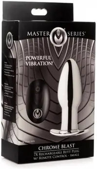 XR Brands Chrome Blast Small Metal Plug Rechargeable Vibrating Remote