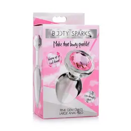 Booty Sparks Glass Plug Large - Pink Gem, Hygienic Glass, 10cm