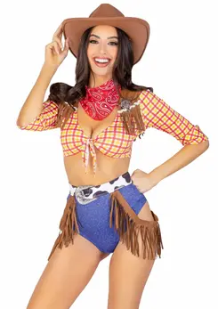 Playful Cowboy 5-Piece Western Costume Set with Fringe and Accessories S