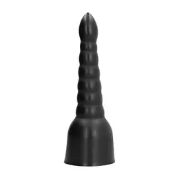 All Black 13/34 cm Intimate Model with Textured Grooves, Black