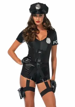 Leg Avenue Flirty Five-0 Cop Romper Costume with Badge & Hat, M