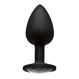 Booty Bling Spade Intimate Plug Small Black with Gem Accent