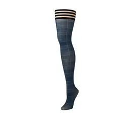 Kix'ies Debbie Thigh-High Stockings Navy Blue Plaid Classic A