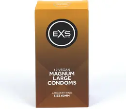 EXS Magnum Large Size 60mm Latex Condoms 12-Pack Flared Comfort Fit