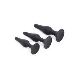 XR Brands Triple Spire Silicone Training Set 3-Piece Black Tapered Design