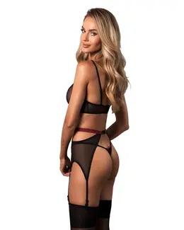 Obsessive Novenes Lingerie Set XS/S Black & Pink, 3-Piece Adjustable