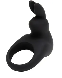 Happy Rabbit Black Intimate Ring with Vibrating Flexible Ears