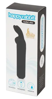 Happy Rabbit Bullet Vibe Black - Compact Rechargeable Intimate Mini Massager