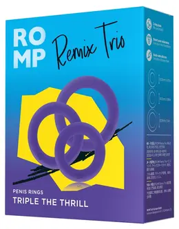 ROMP Remix Trio Silicone Rings Set - 3 Stretchable Sizes, Black