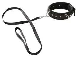 You2Toys Vegan Adjustable Collar & Leash Set, Black, 37-47 cm