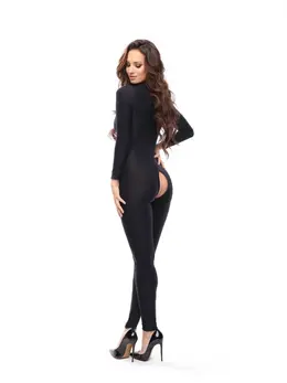 missO B900 Bodystocking Black Silk Touch Fabric Two-Way Zipper L