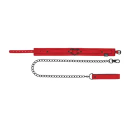 Sportsheets S&M Amor Red Collar & Leash Set with Heart Accent Vegan Leather