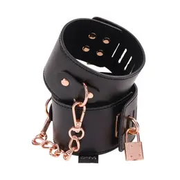 Sportsheets S&M Brat Locking Cuffs Vegan Leather Rose Gold 7.25-10.25”