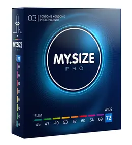 MY.SIZE PRO 72mm Intimate Protection, Ultra-Thin Vegan Latex, 3pcs