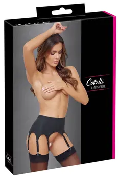 Cottelli LINGERIE Suspender Belt 4x Matte Black, Size L, 8 Straps