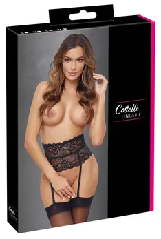 Cottelli LINGERIE Lace Suspender Belt Black L Adjustable Straps