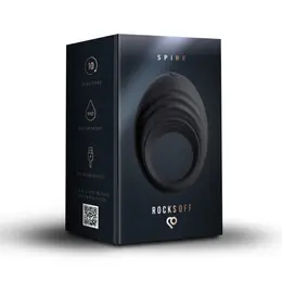 Rocks-Off Spire Vibrating Liquid Silicone Ring Black USB Rechargeable