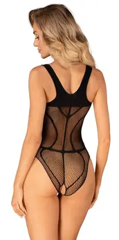 Obsessive B336 Mesh Bodysuit S-L Black Harness-Style Design