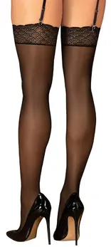 Obsessive Chemeris Black Stockings XS/S Wide Lace Band
