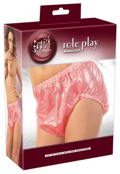 ZADO Diaper Briefs Pink M/L - Transparent Unisex Play Shorts with Snaps