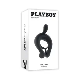 Playboy Pleasure Triple Play Vibrating Ring Black, 9 Modes, Remote Control