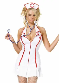 Leg Avenue Head Nurse Dress Set White 3-Piece Costume M/L