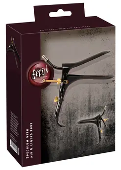 Fetish Collection Speculum Air & Liquid Tube Black-Gold 15cm Steel