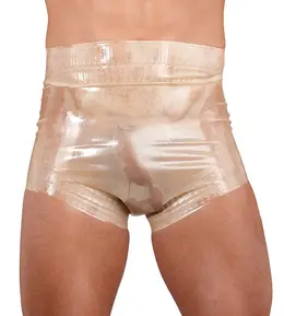 LateX Diaper Briefs L Transparent Skin-Coloured Latex Unisex High-Waist