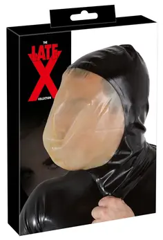 LateX Vacuum Face Mask 0.4mm with Back Zipper Black Latex